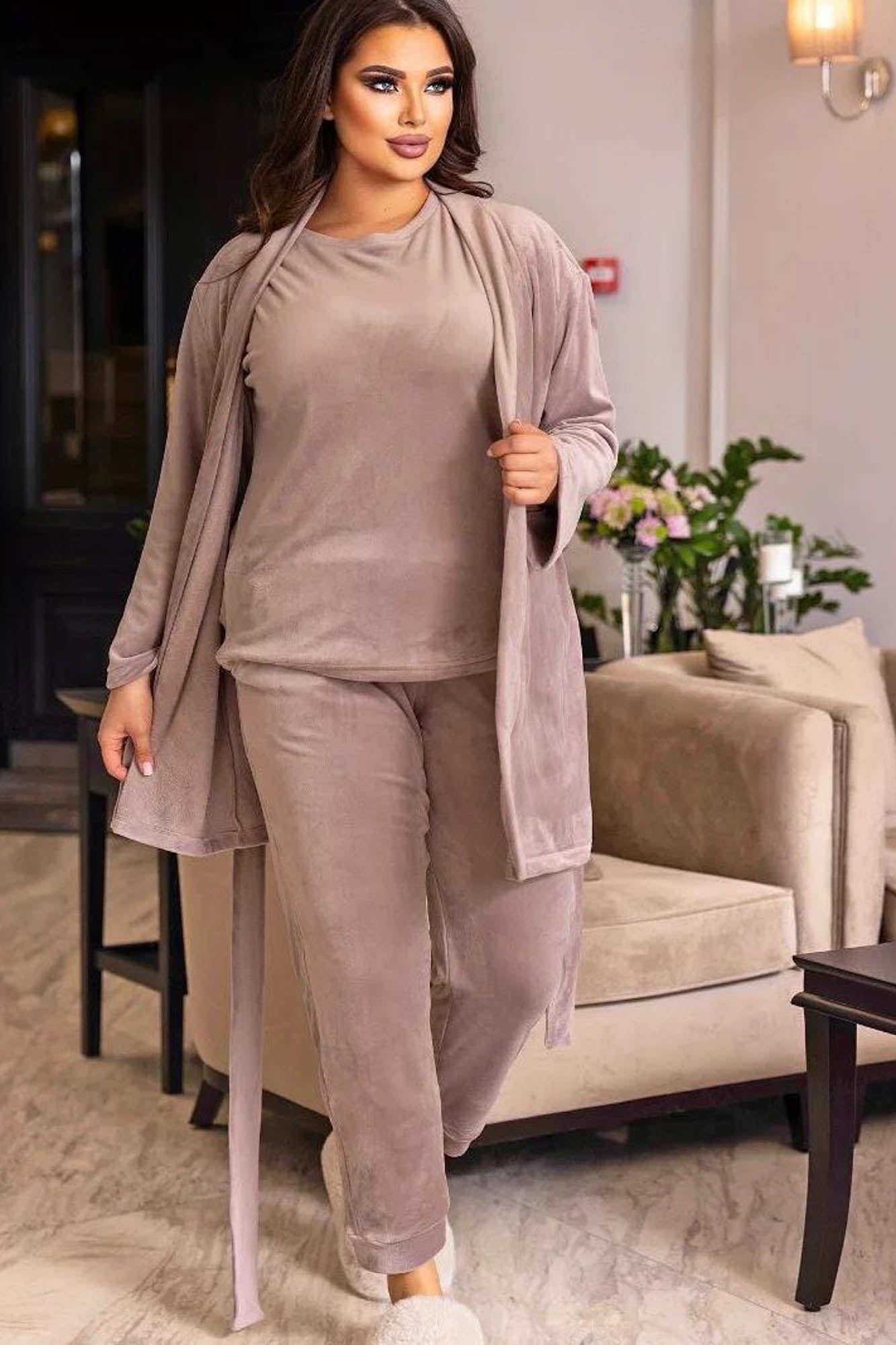 COMPLEU CATIFEA BATAL ANGRO 8073-24 Catifea 3 piese